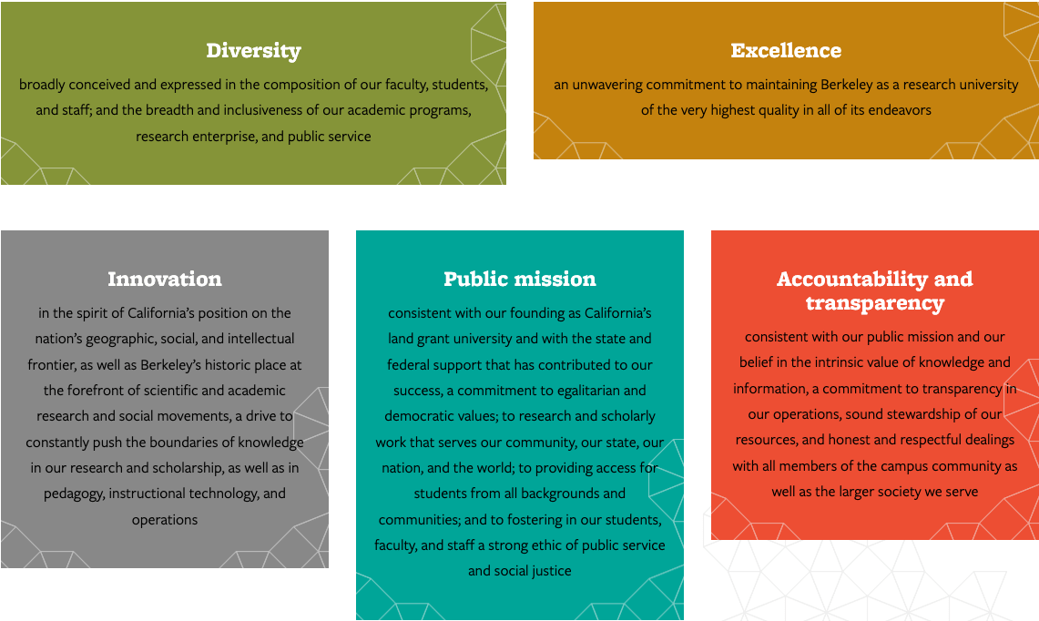 Chancellor guiding values and principles